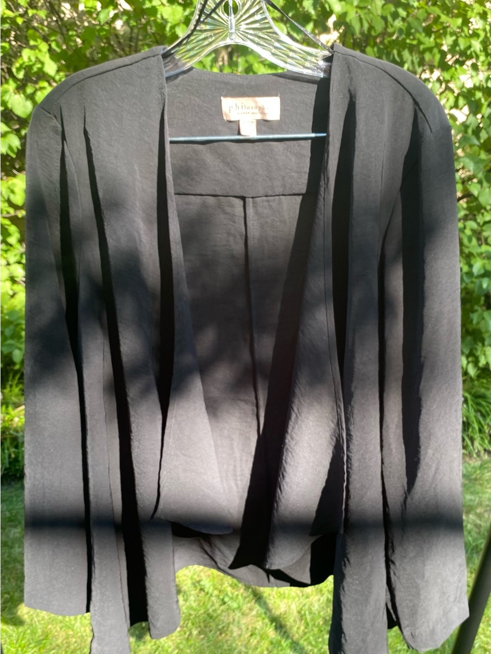 Philosophy Black Open-Front Draped Blazer Cardigan Size 2X